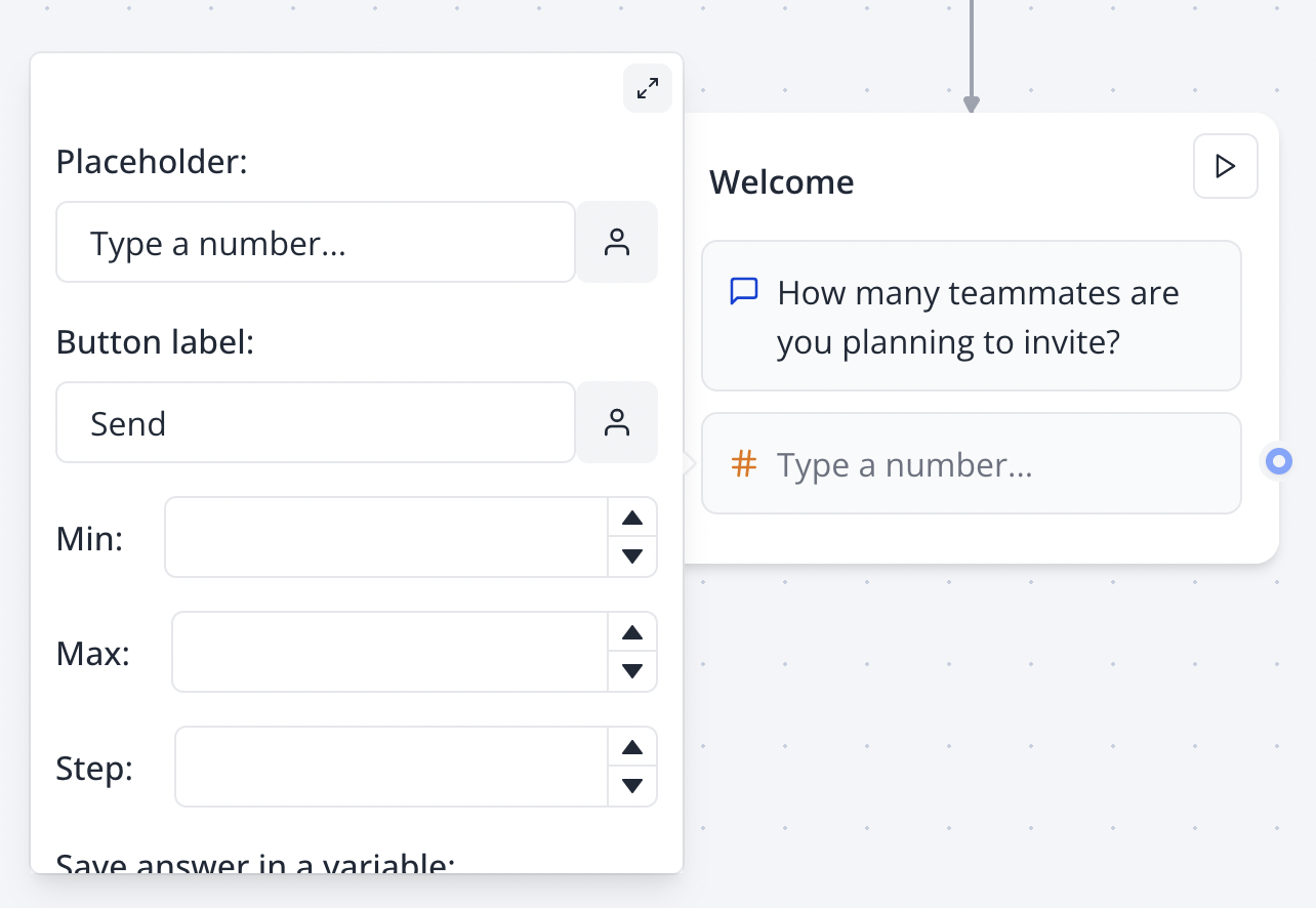 Number input in flow